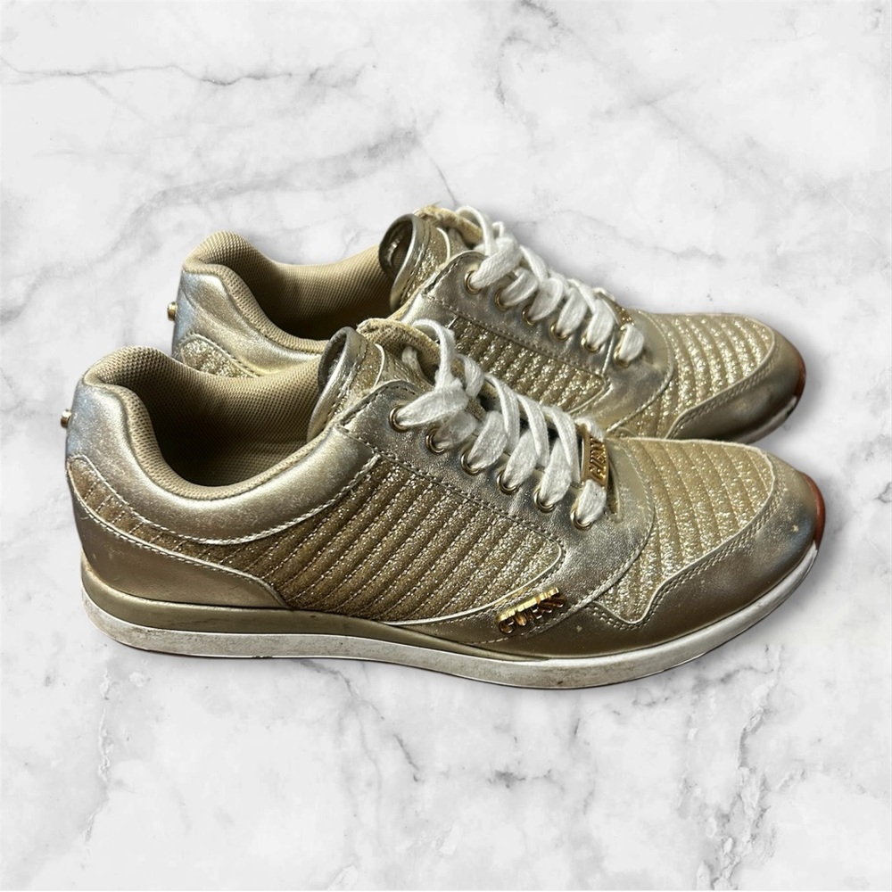 Guess Shiny Gold Sneakers with White Accents